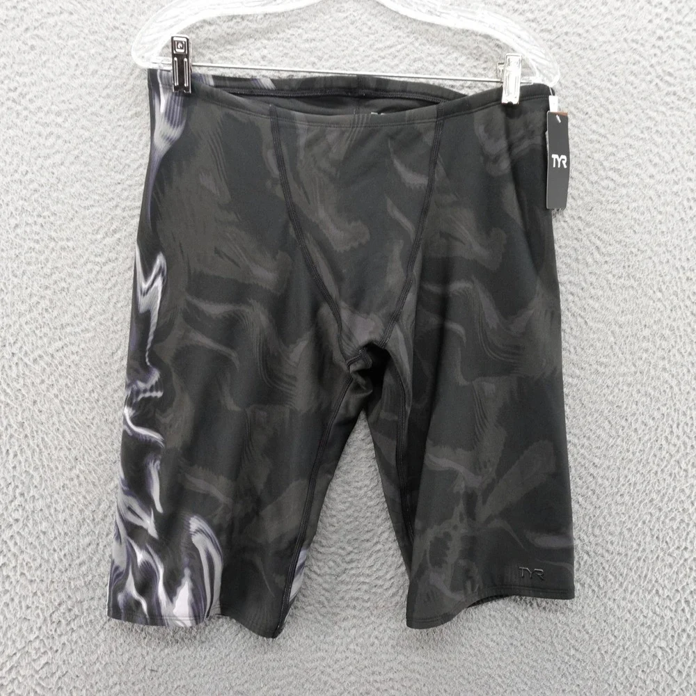 TYR Mens Durafast Elite Vaporwave Jammer Swim Suit Smoke Grey XL 38 NEW